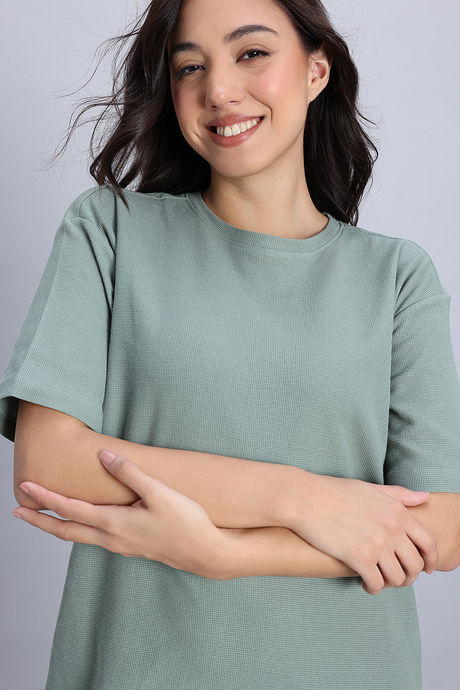 Zivame 2 Mile Fashion Knit Cotton Loungewear Dress - Iceberg Green — image 7